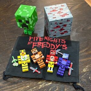 Funko Minecraft Creeper, Ore Block light and FNAF Figures